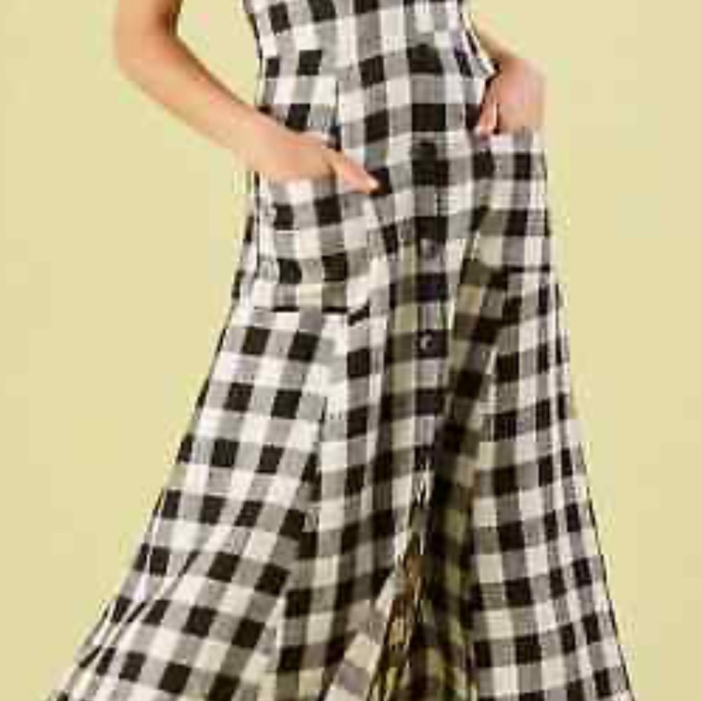 Reformation Womens Plaid Hattie
Dress Black White 100% Linen Size ... like new - Picture 2 of 3